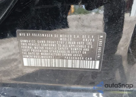 2020 Volkswagen Jetta 1.4T R-Line/1.4T S/1.4T Se из США, поврежденный, VIN 3VWCB7BU2LM060652